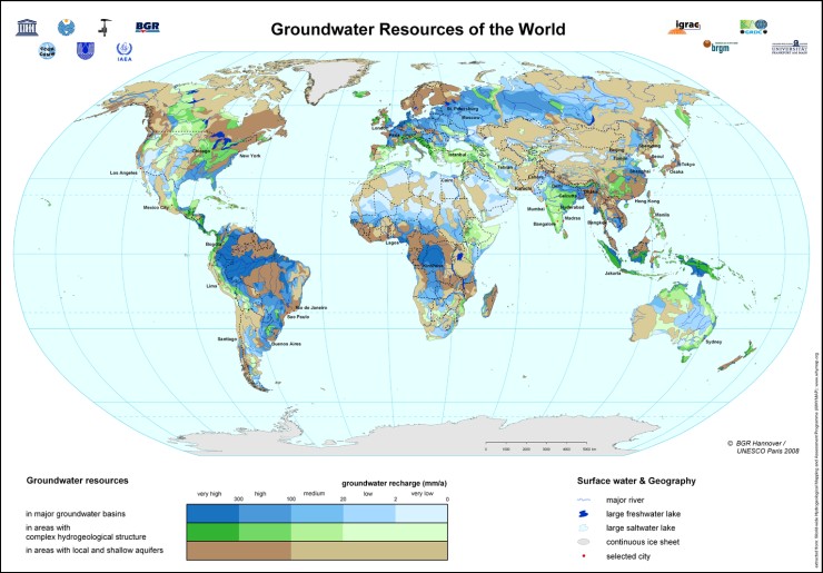 Карта мира запасов пресных подземных вод_Юнеско